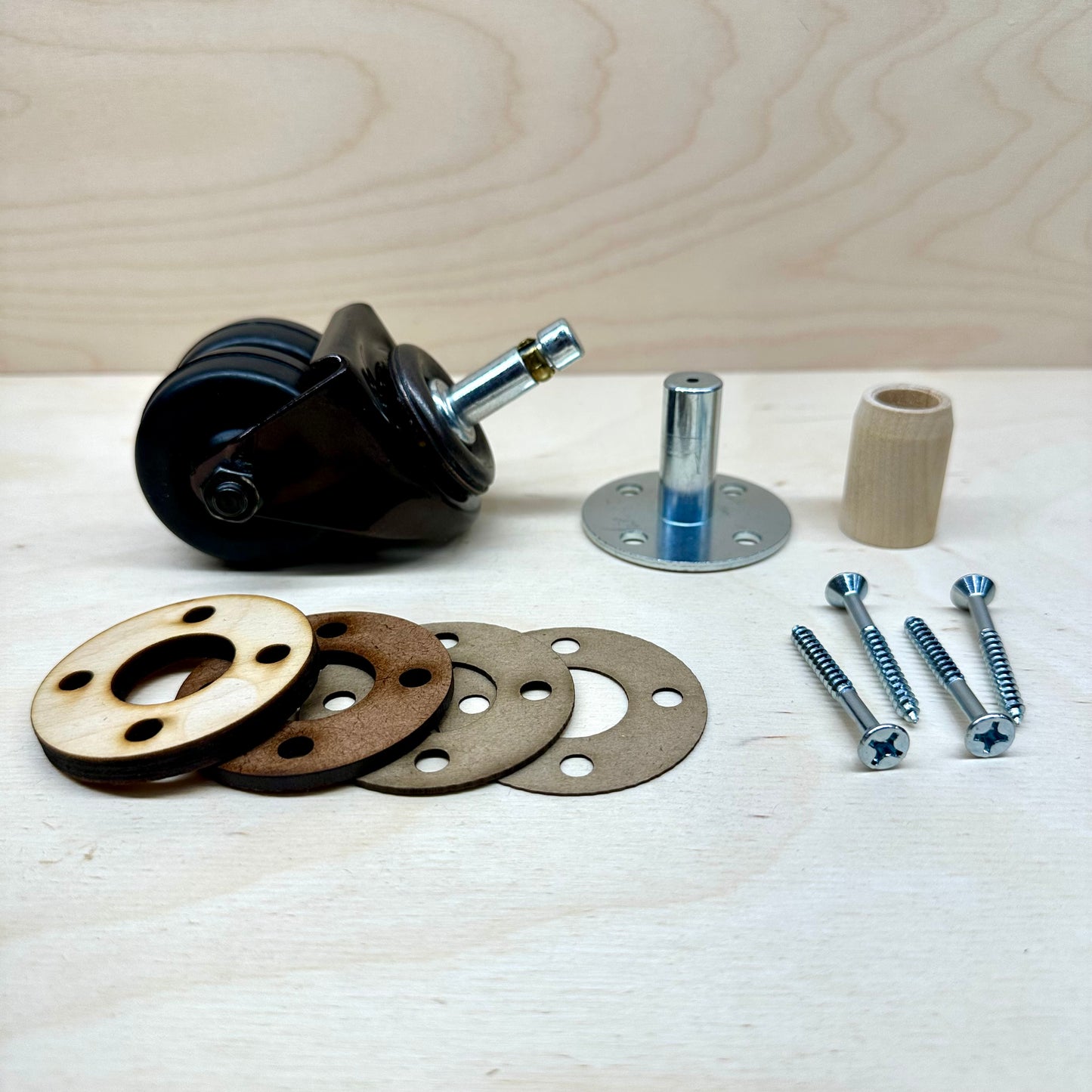 Dual Rubber Wheel Piano Caster Kit, 160lb ea