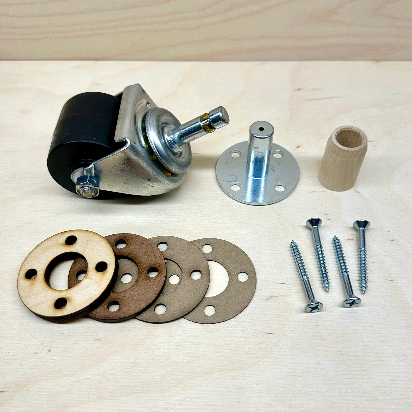 Poly Wheel Piano Caster Kit with Installation Hardware