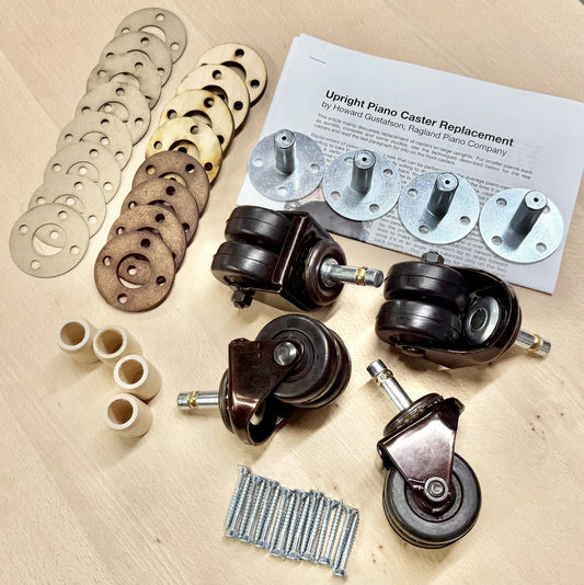 Set of 4 Dual Rubber Wheel Piano Caster Kits, 160lb ea