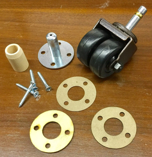 Dual Rubber Wheel Piano Caster Kit, 160lb ea